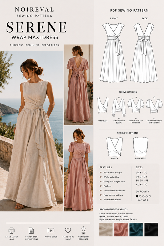 Serene Wrap Maxi Dress (Digital PDF)